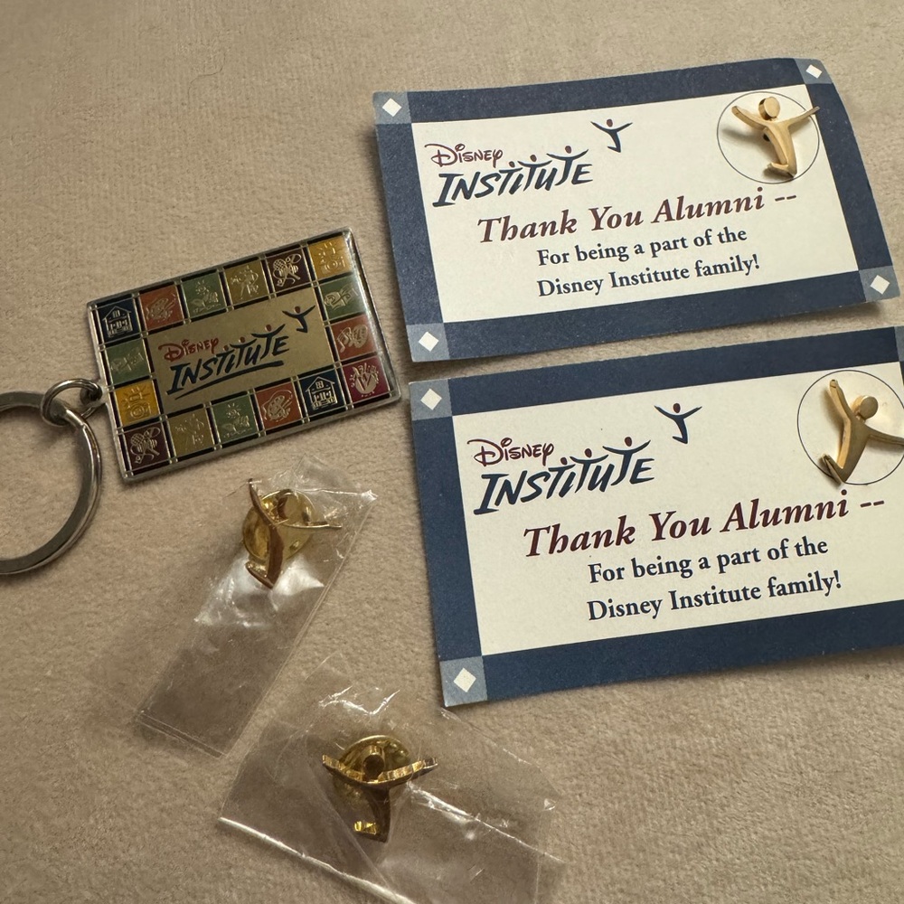 Vintage Disney metal pins for Disney Institute and keychain